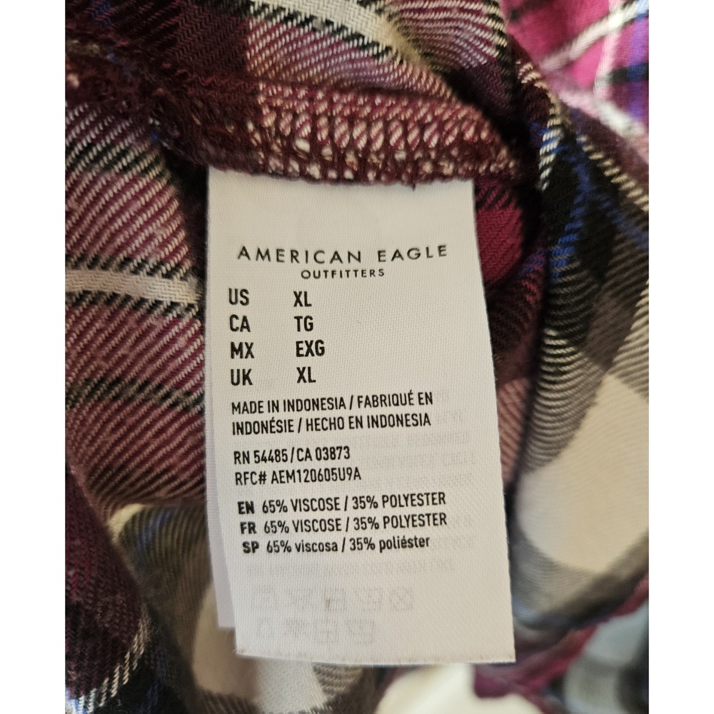 American Eagle Ahh-Mazingly Soft Boyfriend Fit Flannel Shirt Women's XL Pink... - Picture 5 of 5